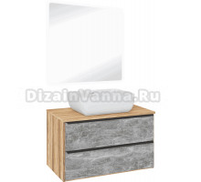 Мебель для ванной комнаты Runo Мальта 85 дуб, серая, раковина Bella 40