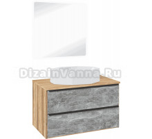 Мебель для ванной комнаты Runo Мальта 85 дуб, серая, раковина Cristallo 50