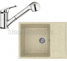 Комплект Мойка Practik PR-M 650-002 слоновая кость + Смеситель Lava SG03 CR chrome