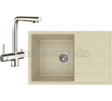 Комплект Мойка Practik PR-M 735-002 слоновая кость + Смеситель Lava SG14 CR chrome