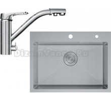 Комплект Мойка D&K DKS605004 сатин + Смеситель Lava SG05 CR chrome