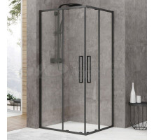 Душевой уголок Black&White Stellar Wind S872 Black 100х100, профиль черный матовый, стекло прозрачное