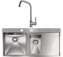 Комплект Мойка Reginox Ontario 1.5 LUX OKG left L сталь + Смеситель MEGA City MG- ZRV104 хром