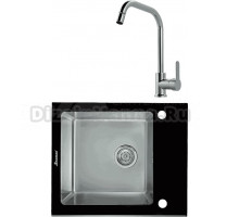 Комплект Мойка Seaman Eco Glass SMG-610B + Смеситель MEGA City MG- ZRV104 хром