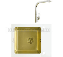 Комплект Мойка Seaman Eco Glass SMG-610W-Gold + Смеситель MEGA Mega MG-SUN03
