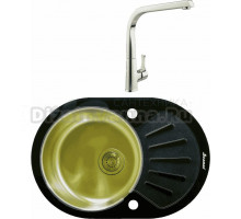 Комплект Мойка Seaman Eco Glass SMG-730B Gold + Смеситель MEGA Mega MG-SUN03