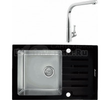 Комплект Мойка Seaman Eco Glass SMG-780B + Смеситель MEGA Mega MG-SUN03