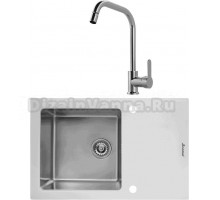 Комплект Мойка Seaman Eco Glass SMG-780W + Смеситель MEGA City MG- ZRV104 хром