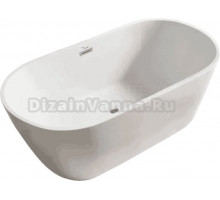 Акриловая ванна Ceruttispa RESIA170II 170x75 см, отдельностоящая, белая, овальная, с каркасом, со сливом-переливом, с донным клапаном