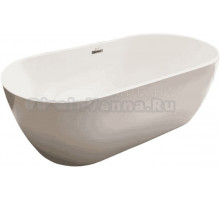 Акриловая ванна Ceruttispa SKYE170 170x75 см, отдельностоящая, белая, овальная, с каркасом, со сливом-переливом, с донным клапаном