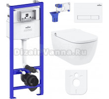Комплект Lavinia Boho Унитаз подвесной Smart V-Clean 3359101R безободковый, с микролифтом + Инсталляция RelFix 38010010 + Кнопка RelFix 3805001W белая + Дозатор RelFix 38040010