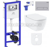 Комплект Lavinia Boho Унитаз подвесной Smart V-Clean 3359101R безободковый, с микролифтом + Инсталляция RelFix 38010010 + Кнопка RelFix 380501MC матовый хром + Дозатор RelFix 38040010