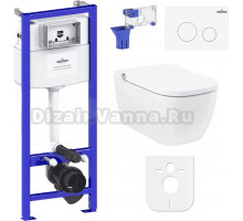Комплект Lavinia Boho Унитаз подвесной Smart V-Clean 3359101R безободковый, с микролифтом + Инсталляция RelFix 38010010 + Кнопка RelFix 3805002W белая + Дозатор RelFix 38040010