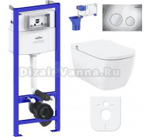 Комплект Lavinia Boho Унитаз подвесной Smart V-Clean 3359101R безободковый, с микролифтом + Инсталляция RelFix 38010010 + Кнопка RelFix 3805002C хром + Дозатор RelFix 38040010
