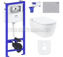 Комплект Lavinia Boho Унитаз подвесной Smart V-Clean 3359101R безободковый, с микролифтом + Инсталляция RelFix 38010010 + Кнопка RelFix 380502MC матовый хром + Дозатор RelFix 38040010
