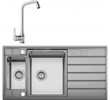 Комплект Мойка Seaman Eco Roma SMR-9750B2 с клапан-автоматом + Смеситель MEGA Ege MG-PL10 хром