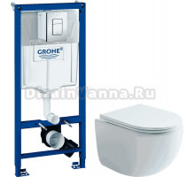 Комплект Унитаз подвесной Ceramicanova UP Rimless CN4007 + Инсталляция Grohe Rapid SL 38772001 3 в 1 с кнопкой смыва