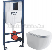 Комплект Унитаз подвесной Ceramicanova UP Rimless CN4007 + Инсталляция Grohe Solido 38811KF0 3 в 1 с кнопкой смыва