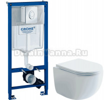 Комплект Унитаз подвесной Ceramicanova UP Rimless CN4007 + Инсталляция Grohe Rapid SL 38721001 3 в 1 с кнопкой смыва