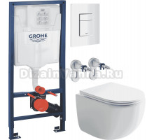 Комплект Унитаз подвесной Ceramicanova UP Rimless CN4007 + Инсталляция Grohe Rapid SL 38772SH0 3 в 1 с панелью смыва