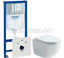 Комплект Унитаз подвесной Ceramicanova UP Rimless CN4007 + Инсталляция Grohe Rapid SL 38775001 4 в 1 с кнопкой смыва
