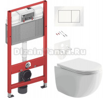 Комплект Унитаз подвесной Ceramicanova UP Rimless CN4007 + Инсталляция TECE Base 9400413 4 в 1 с кнопкой смыва