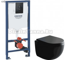 Комплект Унитаз подвесной Ceramicanova UP Rimless CN4007MB + Инсталляция Grohe Rapid SL 1000044 3 в 1 с панелью смыва