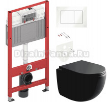 Комплект Унитаз подвесной Ceramicanova UP Rimless CN4007MB + Инсталляция TECE Base 9400413 4 в 1 с кнопкой смыва