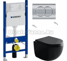Комплект Унитаз подвесной Ceramicanova UP Rimless CN4007MB + Инсталляция Geberit Duofix Delta 458.149.21.1 с кнопкой смыва, хром