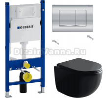 Комплект Унитаз подвесной Ceramicanova UP Rimless CN4007MB + Инсталляция Geberit Duofix Delta 458.163.21.1 с кнопкой смыва, хром
