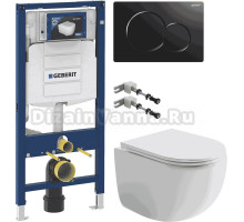 Комплект Унитаз подвесной Ceramicanova UP Rimless CN4007 + Инсталляция Geberit Duofix UP 320 111.300.00.5 + Кнопка Sigma 01 115.770.DW.5 черная + Крепления 111.815.00.1 к стене