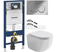 Комплект Унитаз подвесной Ceramicanova UP Rimless CN4007 + Инсталляция Geberit Duofix UP 320 111.300.00.5 + Кнопка Sigma 01 115.770.21.5 хром + Крепления 111.815.00.1 к стене