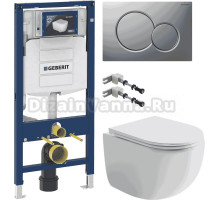 Комплект Унитаз подвесной Ceramicanova UP Rimless CN4007 + Инсталляция Geberit Duofix UP 320 111.300.00.5 + Кнопка Sigma 01 115.770.JQ.5 лакированная, матовый хром + Крепления 111.815.00.1 к стене