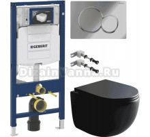 Комплект Унитаз подвесной Ceramicanova UP Rimless CN4007MB + Инсталляция Geberit Duofix UP 320 111.300.00.5 + Кнопка Sigma 01 115.770.21.5 хром + Крепления 111.815.00.1 к стене