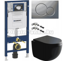 Комплект Унитаз подвесной Ceramicanova UP Rimless CN4007MB + Инсталляция Geberit Duofix UP 320 111.300.00.5 + Кнопка Sigma 01 115.770.JQ.5 лакированная, матовый хром + Крепления 111.815.00.1 к стене