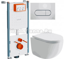 Комплект Унитаз подвесной Ceramicanova UP Rimless CN4007 + Инсталляция VitrA V-Fix Core 732-5800-01PV + Кнопка Root Round 740-2280 хром