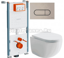 Комплект Унитаз подвесной Ceramicanova UP Rimless CN4007 + Инсталляция VitrA V-Fix Core 732-5800-01PV + Кнопка Root Round 740-2295 никель