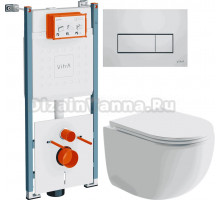 Комплект Унитаз подвесной Ceramicanova UP Rimless CN4007 + Инсталляция VitrA V-Fix Core 732-5800-01PV + Кнопка Root Square 740-2380 хром