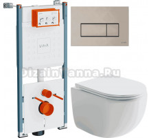 Комплект Унитаз подвесной Ceramicanova UP Rimless CN4007 + Инсталляция VitrA V-Fix Core 732-5800-01PV + Кнопка Root Square 740-2395 никель
