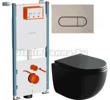 Комплект Унитаз подвесной Ceramicanova UP Rimless CN4007MB + Инсталляция VitrA V-Fix Core 732-5800-01PV + Кнопка Root Round 740-2295 никель