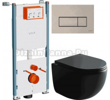 Комплект Унитаз подвесной Ceramicanova UP Rimless CN4007MB + Инсталляция VitrA V-Fix Core 732-5800-01PV + Кнопка Root Square 740-2395 никель