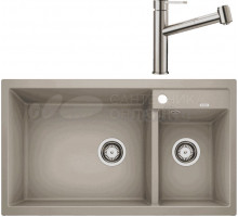 Комплект Мойка Blanco Metra 9 серый беж, левая + Смеситель Ambis-S 523119