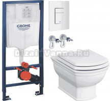Комплект Унитаз подвесной VitrA Valarte 7805B003-0075 + Крышка 124-003-009 с микролифтом + Инсталляция Grohe Rapid SL 38772SH0 3 в 1 с панелью смыва
