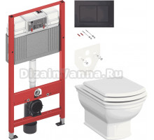 Комплект Унитаз подвесной VitrA Valarte 7805B003-0075 + Крышка 124-003-009 с микролифтом + Инсталляция TECE Now 9400414 4 в 1 с кнопкой смыва