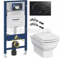 Комплект Унитаз подвесной VitrA Valarte 7805B003-0075 + Крышка 124-003-009 с микролифтом + Инсталляция Geberit Duofix UP 320 111.300.00.5 + Кнопка Sigma 01 115.770.DW.5 черная + Крепления 111.815.00.1 к стене