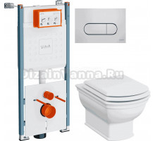 Комплект Унитаз подвесной VitrA Valarte 7805B003-0075 + Крышка 124-003-009 с микролифтом + Инсталляция V-Fix Core 732-5800-01PV + Кнопка Root Round 740-2280 хром