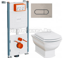 Комплект Унитаз подвесной VitrA Valarte 7805B003-0075 + Крышка 124-003-009 с микролифтом + Инсталляция V-Fix Core 732-5800-01PV + Кнопка Root Round 740-2295 никель