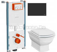 Комплект Унитаз подвесной VitrA Valarte 7805B003-0075 + Крышка 124-003-009 с микролифтом + Инсталляция V-Fix Core 732-5800-01PV + Кнопка Root Square 740-2311 черная матовая