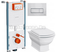 Комплект Унитаз подвесной VitrA Valarte 7805B003-0075 + Крышка 124-003-009 с микролифтом + Инсталляция V-Fix Core 732-5800-01PV + Кнопка Root Square 740-2380 хром