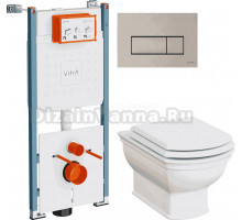 Комплект Унитаз подвесной VitrA Valarte 7805B003-0075 + Крышка 124-003-009 с микролифтом + Инсталляция V-Fix Core 732-5800-01PV + Кнопка Root Square 740-2395 никель